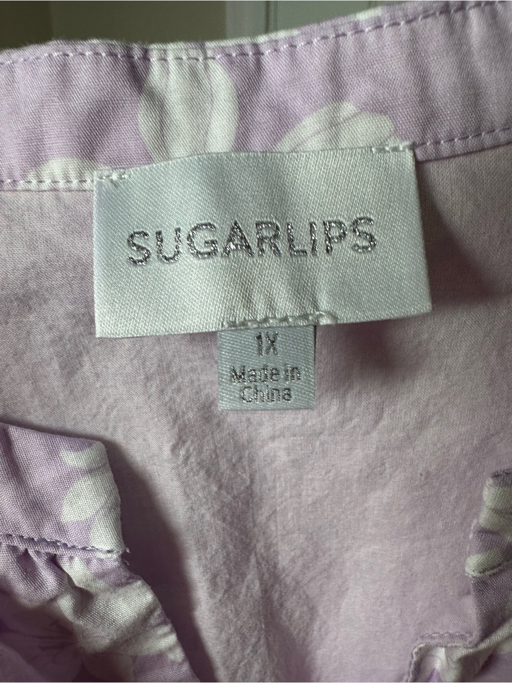 Sugarlips Lilac and White Floral Smocked Midi Dress plus size 1X. - Picture 6 of 8